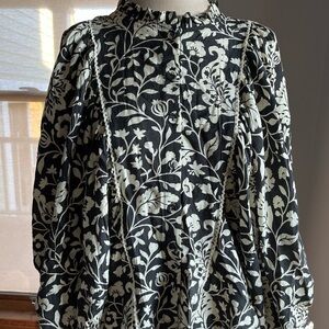 Bohme Black and Cream Floral Blouse